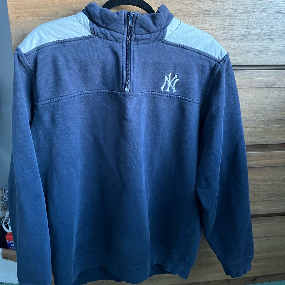 VINTAGE Vineyard Vines Embroidered NY Yankees Logo Unisex Pullover Half Zip Sz L